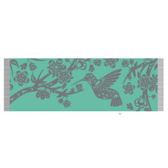 Sacred Shawl - Blossoms & Hummingbird by Simone Diamond- Turquoise