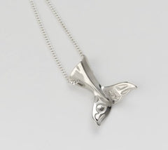 Silver Pewter Raven Whale Tail Pendant Bill Helin